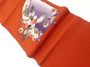 縮緬地花鳥模様名古屋帯